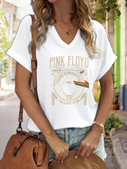 Women's Short Sleeve V-Neck Retro T-Shirt | OWNLUXE
