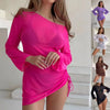 Women's Long-Sleeve Mesh Solid Swim Cover-Up | OWNLUXE