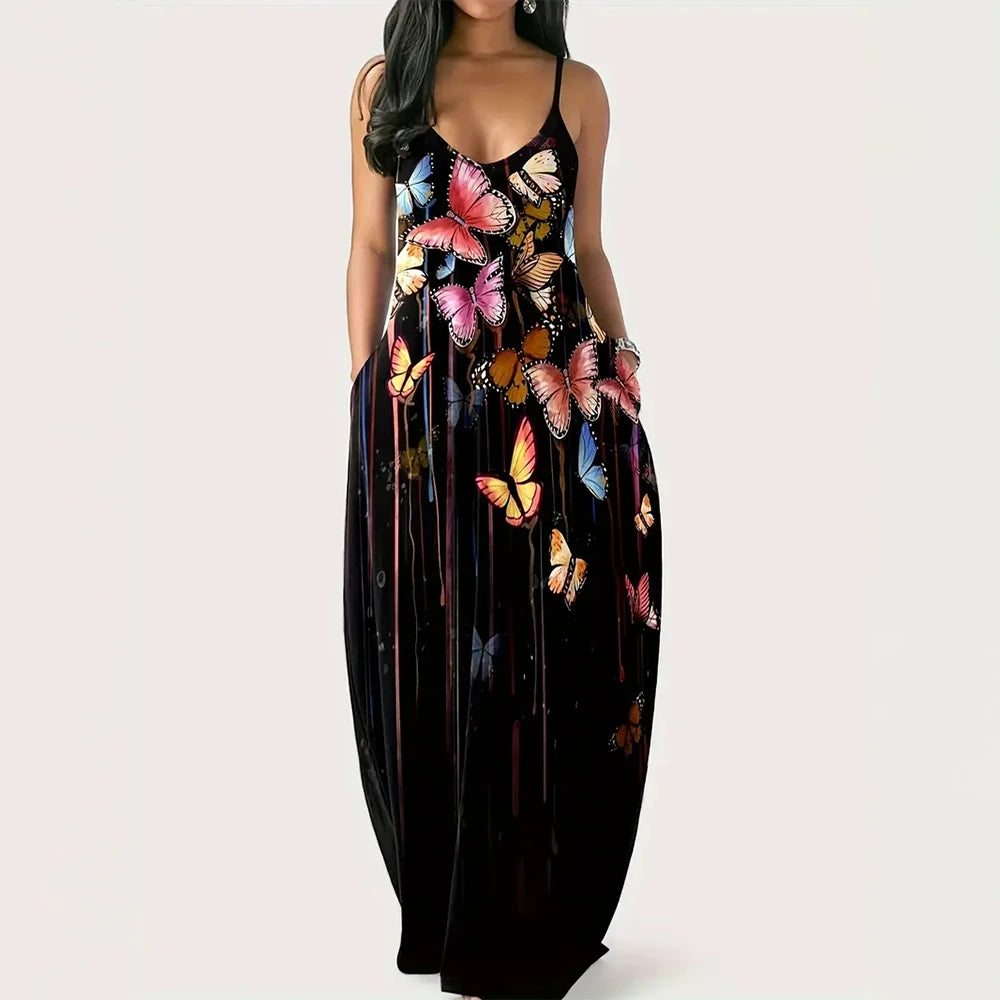 Colorful Gradient V-Neck Maxi Dress – Sleeveless Backless Summer Dress | OWNLUXE