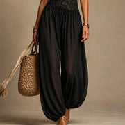 Lace Halter V-Neck Sheer Jumpsuit | OWNLUXE