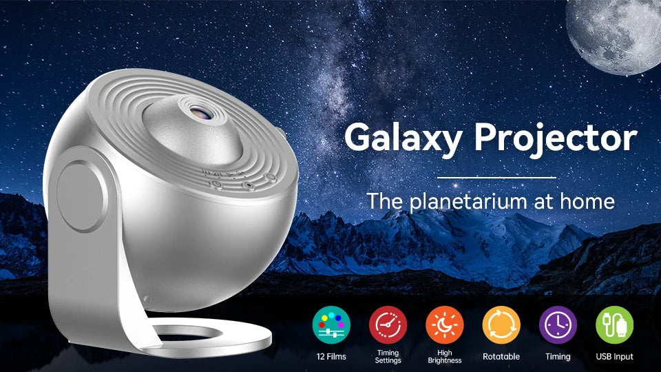 Galaxy Projector Night Light - 360° Rotating Starry Sky Planetarium Lamp