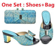 Rhinestone Shoes & Matching Bag Set - Party Wedding Heels with Purse