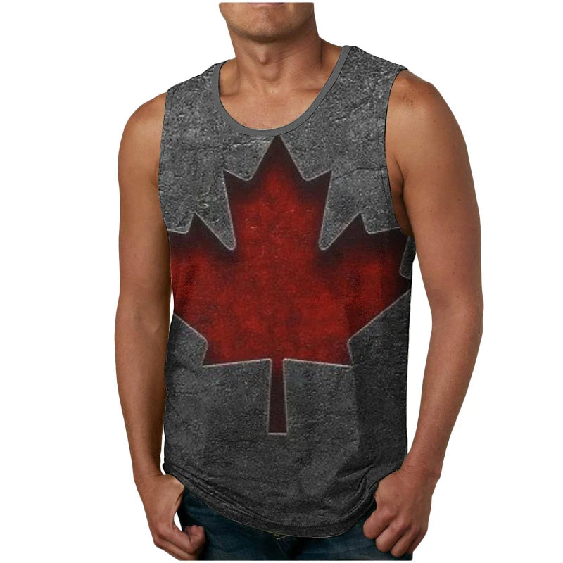 Canada Flag 3D Gym Tank Top – Quick-Dry Fitness Vest