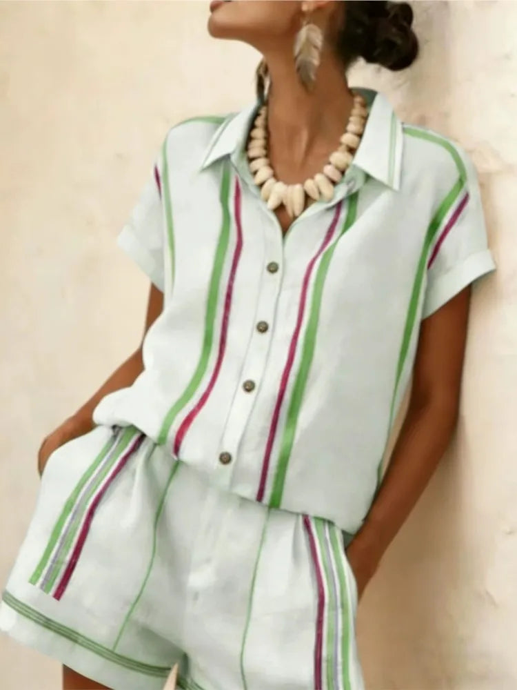 Women's Striped Two Piece Shorts | OWNLUXE