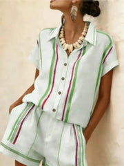 Women's Striped Two Piece Shorts | OWNLUXE