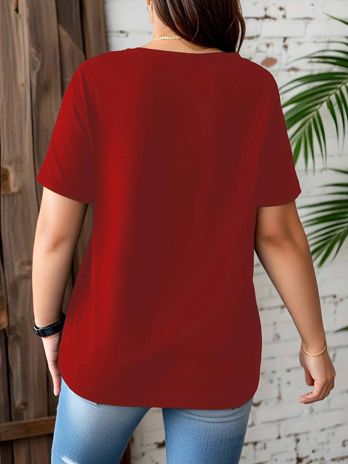 Women's Short Sleeve V-Neck Plus-Size T-Shirt – Shop at OWNLUXE