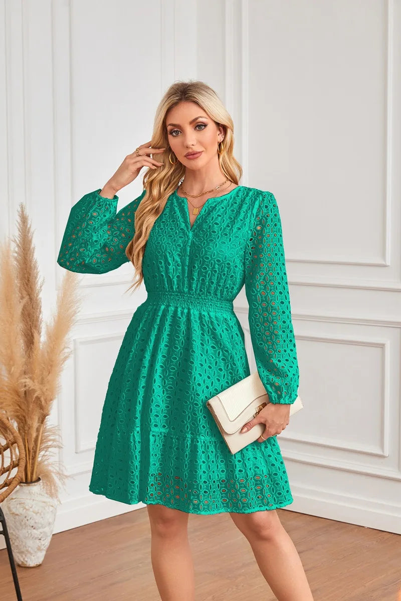 Long Sleeve Midi European Eyelet Accessory | OWNLUXE