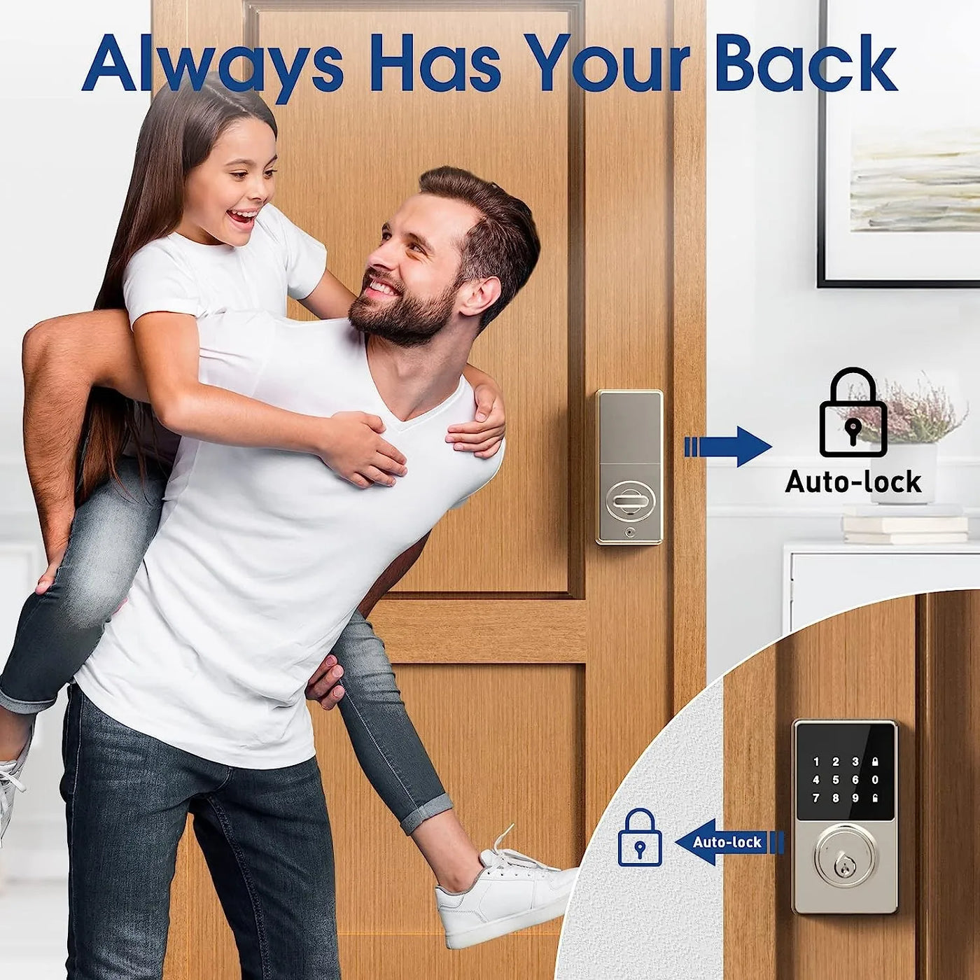 Smart Keypad Door Lock – PIN Code, Key Backup, IP66