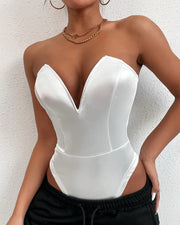 Deep V Neck Bodysuit Shapewear - Thong Waist Shaper with Underwire