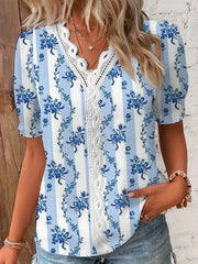 V-Neck Striped Blouse | OWNLUXE