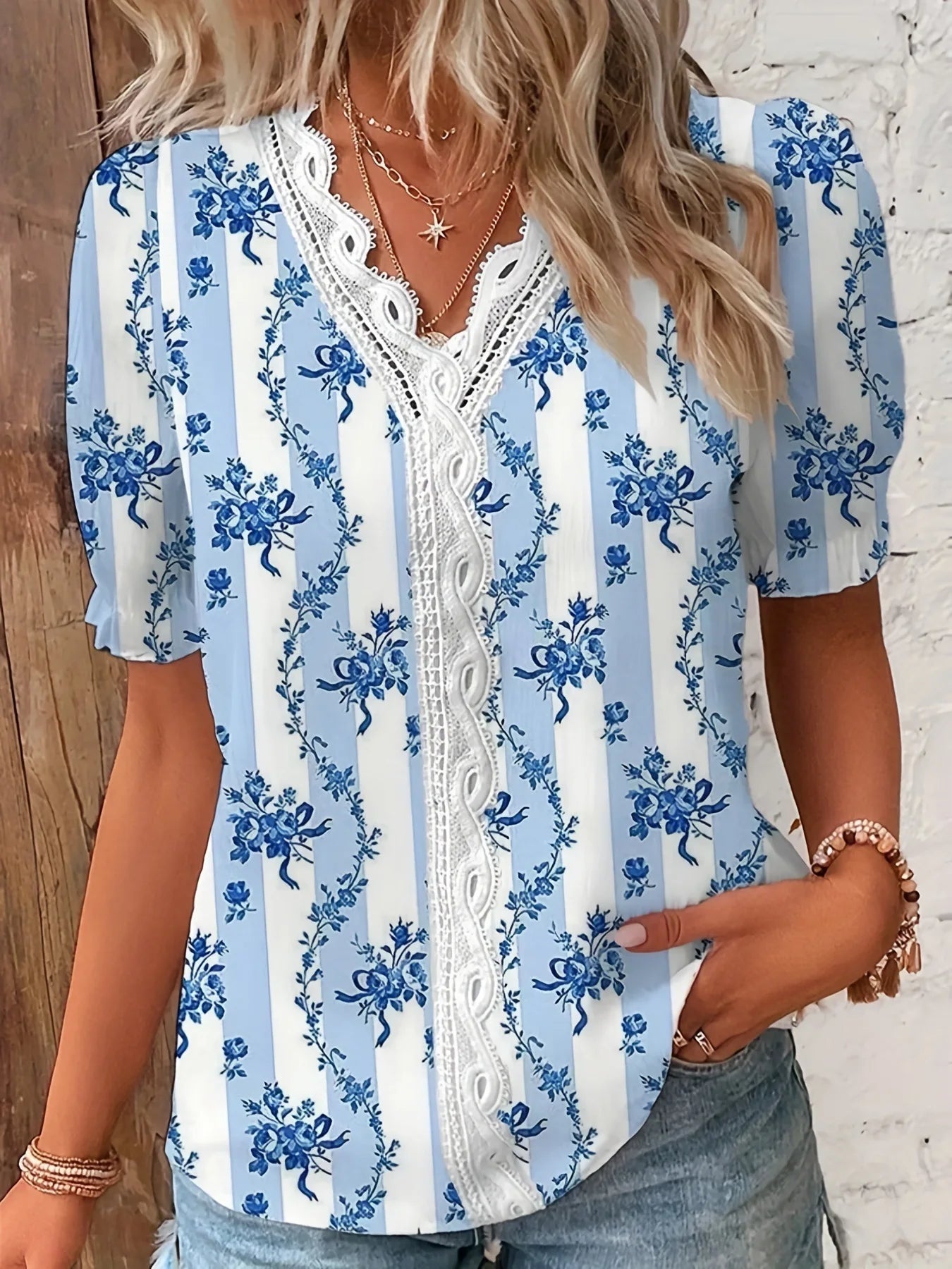 Women's V-Neck Striped Top | OWNLUXE