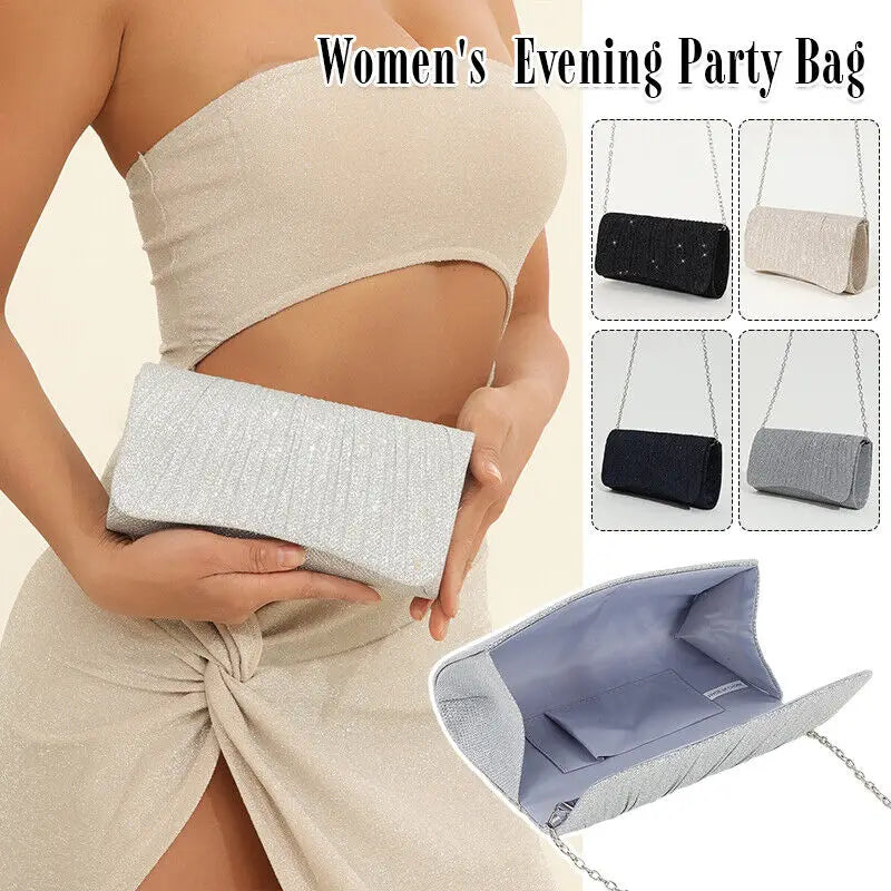 Pleated Evening Clutch Bag – Elegant Party Style | Pochette de Soirée Plissée – Style Élégant pour Soirée