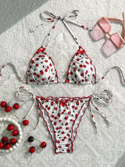 Halter Cherry Print Bikini | OWNLUXE