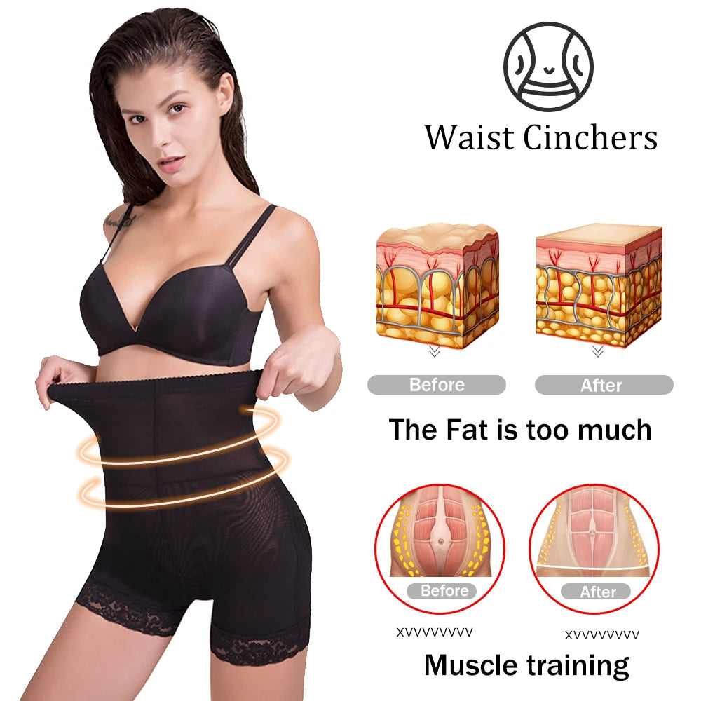 High Waisted Padded Butt Lifter Shapewear - Tummy Control Panty