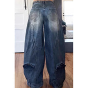 Y2K Harajuku Grunge Denim Jeans - Asymmetric Button Loose Fit