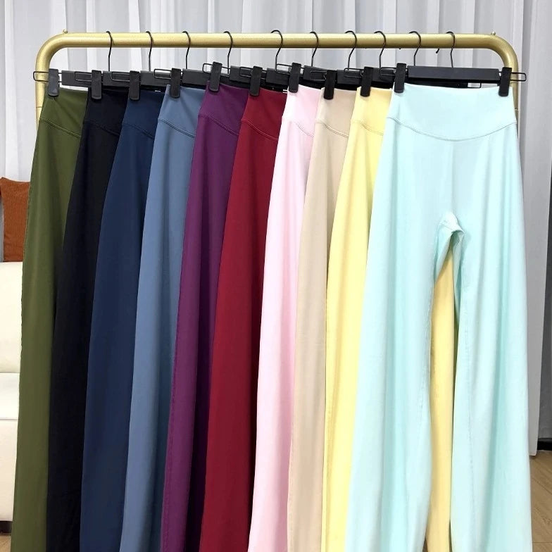 Women's Straight Leg Yoga Pants - Ultra Soft Mid-Waist Sports Trousers