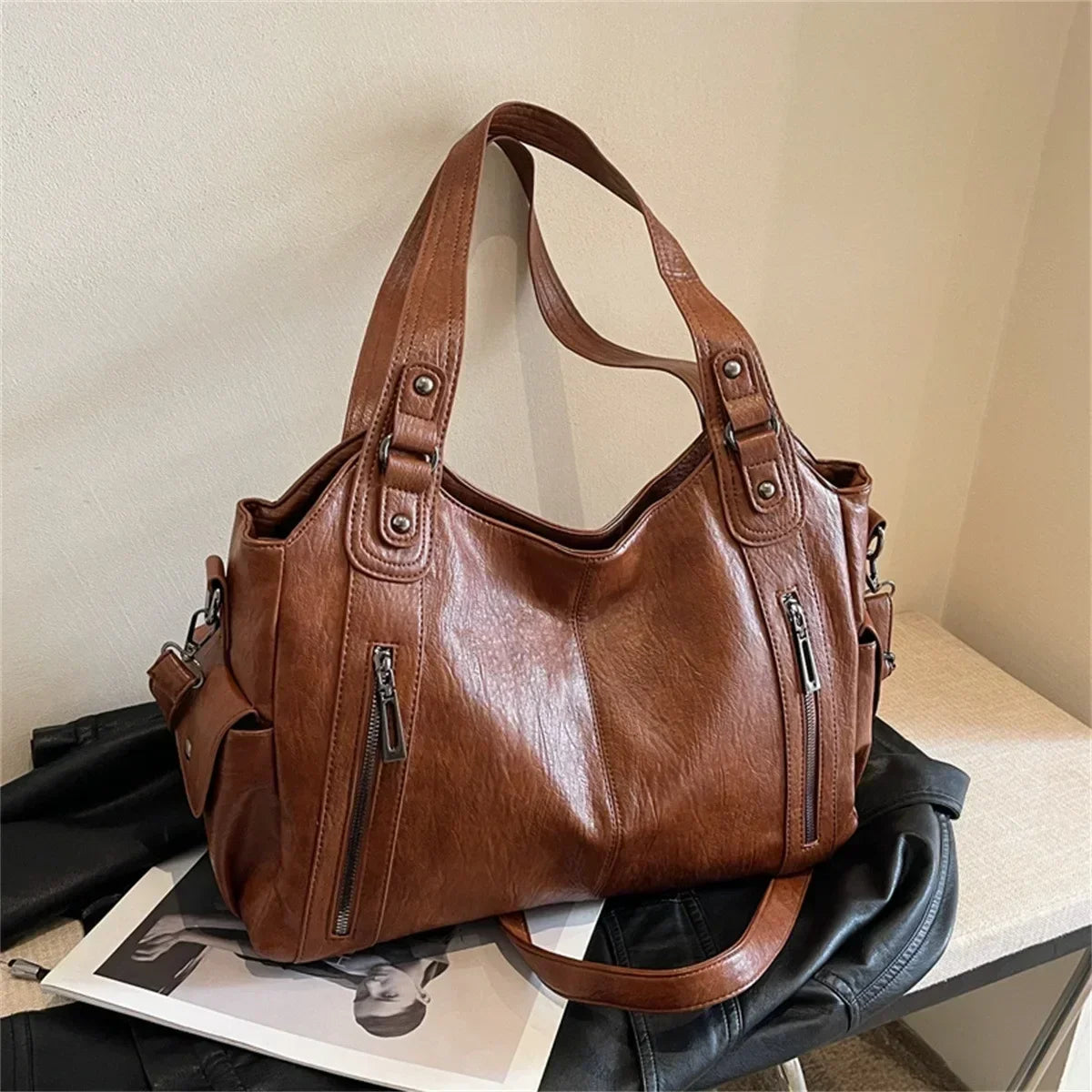 Luxury Soft Shoulder Tote Bag - Versatile Everyday Handbag