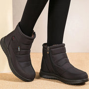 Winter Ankle Snow Boots - Women's Plush-Lined Zip Boots