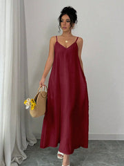 White Backless V-Neck Sleeveless Maxi Dress | OWNLUXE