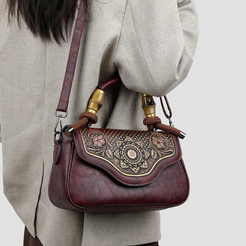 3D Floral Print Crossbody Bag - Retro Designer Shoulder Handbag | OWNLUXE