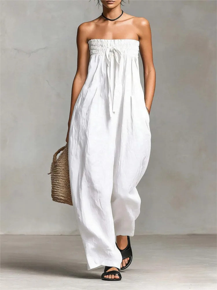 Women's Wide Leg Sleeveless Jumpsuit (Sky Blue) | OWNLUXE
