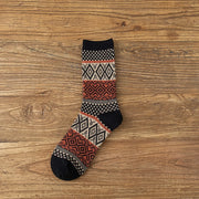 1 Pair Women Socks Spring Autumn Retro Style Men Couple Cotton Socks Flower Stripe Plaid Pattern Solid Colorful Socks EUR 37-43
