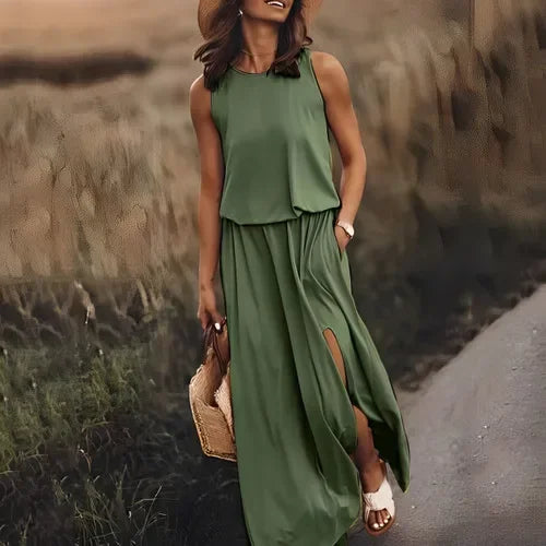 Loose Fit Summer Mini Dress – Sleeveless Above Knee Style
