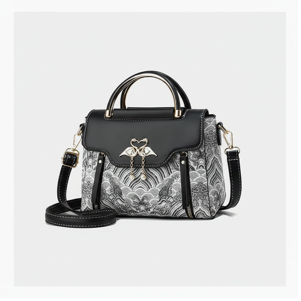 Women's Luxury Designer PU Leather Shoulder Bag - Casual Tote with Bow Decoration