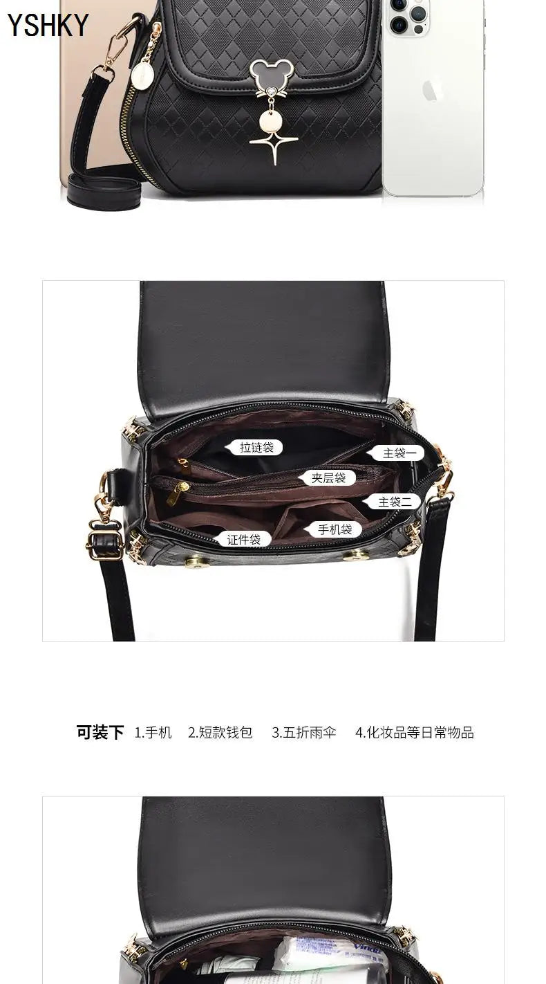 Genuine Leather Tote Bag - Bow Detail Bucket Bag