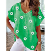 Digital Print V-Neck Tee – Lightweight Summer Essential