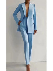 Casual Long Sleeve Suit Set Office Lady Solid Elegant Jacket | OWNLUXE
