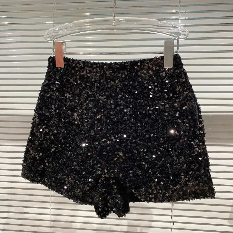 Velvet Sequin Shiny Shorts | OWNLUXE