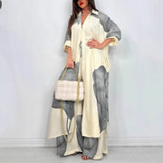 Women’s Printed Long Shirt & Pants Set – Loose Spring/Summer