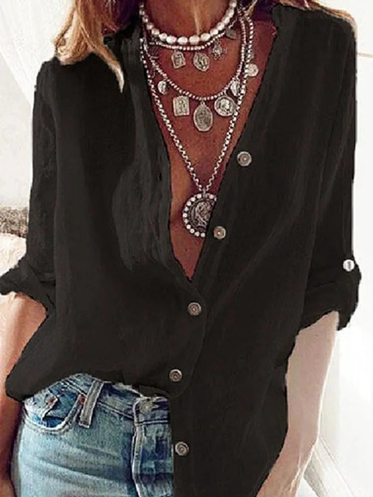 Classic Single-Breasted Shirt – Loose-Fit Broadcloth with High Stretch