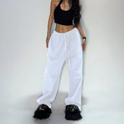 Casual and Comfy Grey Sweatpants for Women with Starchy Waist Loose Fit and Parachute Pants