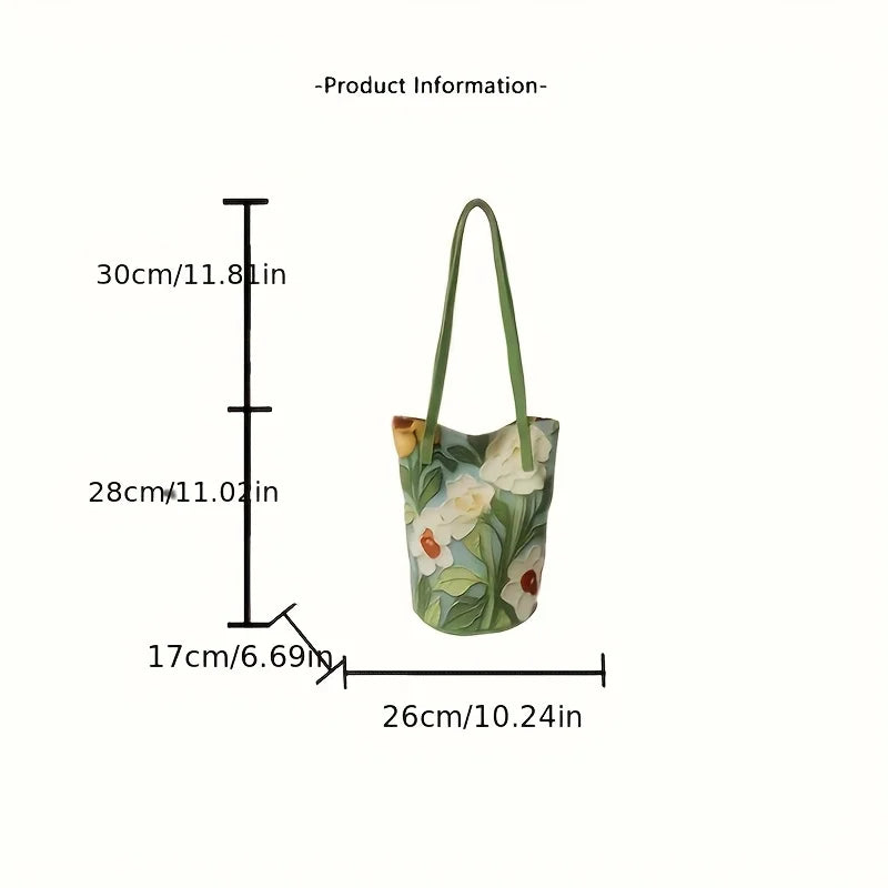 Spacious Oxford Fabric Floral Bucket Bag | OWNLUXE