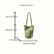 Spacious Oxford Fabric Floral Bucket Bag | OWNLUXE