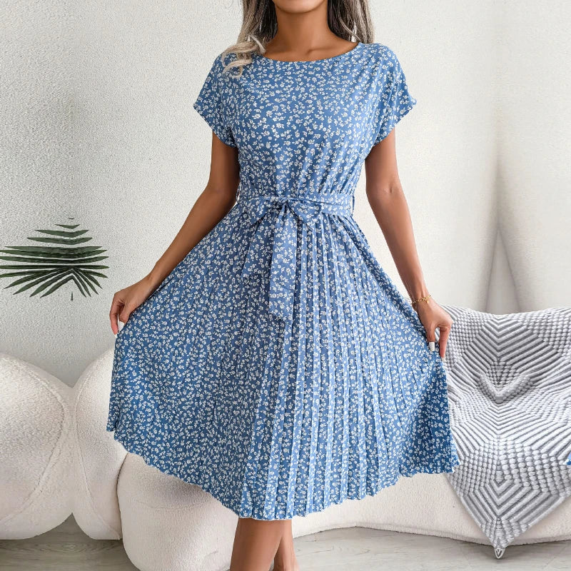 Floral Ruched A-Line Midi Dress | OWNLUXE