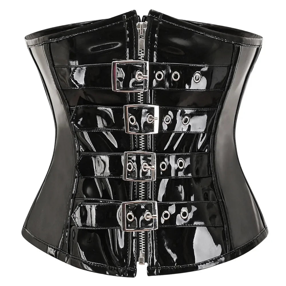 Underbust Extended-Size Shiny Faux Leather Waist Trainer | OWNLUXE