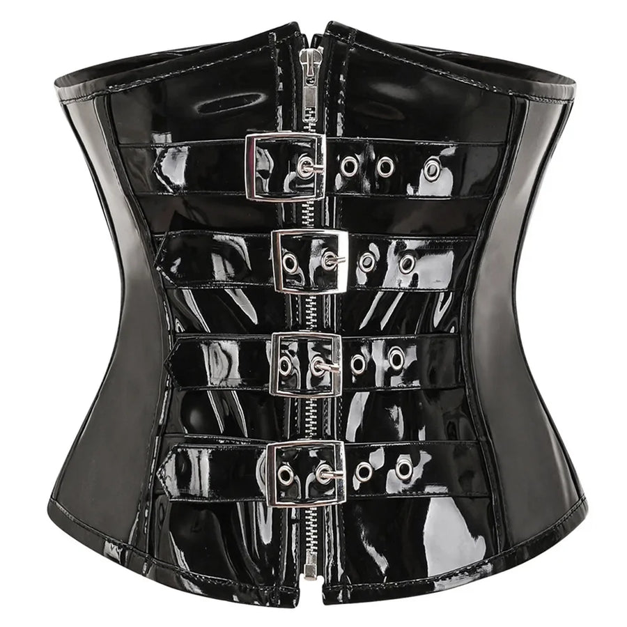Underbust Extended-Size Shiny Faux Leather Waist Trainer | OWNLUXE