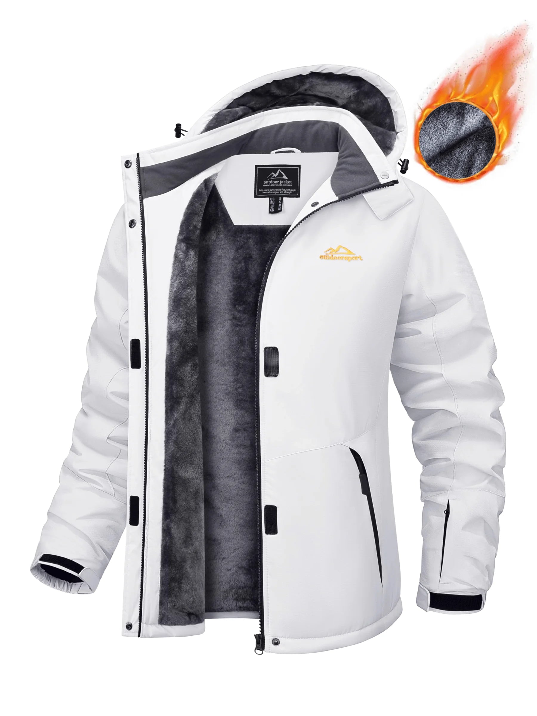 TACVASEN Winter Fleece Lined Hooded Parka Jacket Womens Ski Snowboard Warm Coats Waterproof 5 Zipper Pockets Windbreaker Outwear