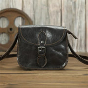 Genuine Cowhide Leather Flap Shoulder Bag - Vintage Crossbody Bag | OWNLUXE