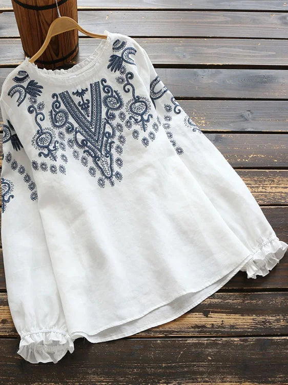 Women's Long-Sleeve Round Neck Cotton T-Shirt | OWNLUXE