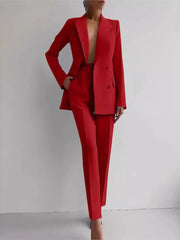Casual Long Sleeve Suit Set Office Lady Solid Elegant Jacket | OWNLUXE