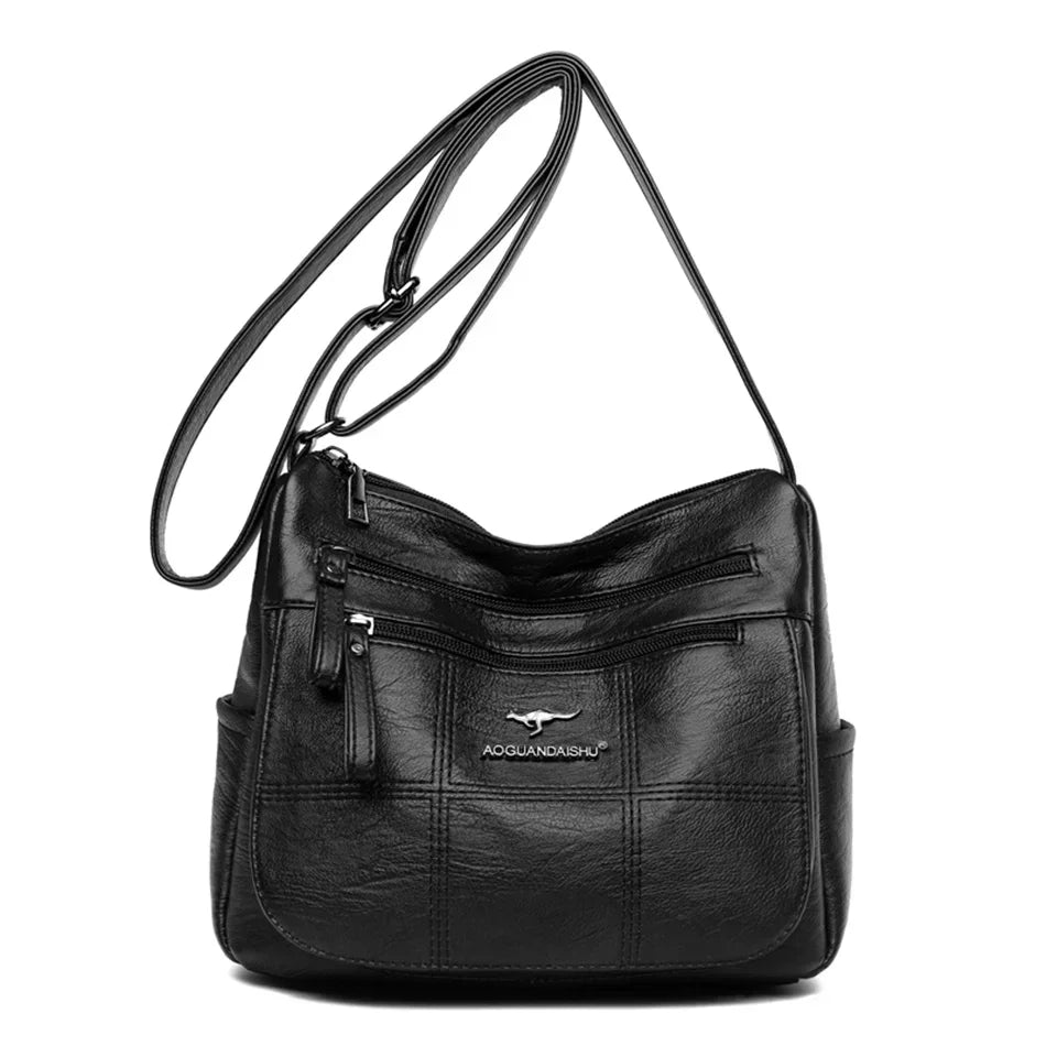 Multi-Pocket Leather Crossbody Bag | OWNLUXE