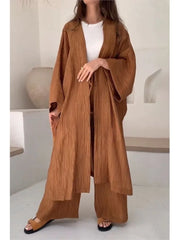 Longline Wide-Leg Pant Set - High Waist Two-Piece for Women