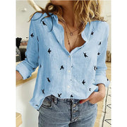 Long-Sleeve Cotton Linen Tunic Blusas | OWNLUXE
