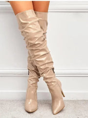 Over-the-Knee Winter High Heel Boots with Fleece Lining