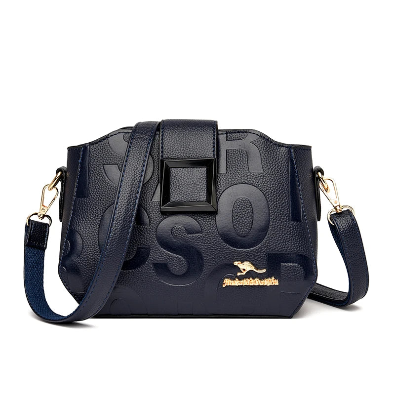 New High Quality Letters Leather Luxury Handbags Women Small Designer Shoulder Bags Women Fashion Simple Ladies Crossbody Bags