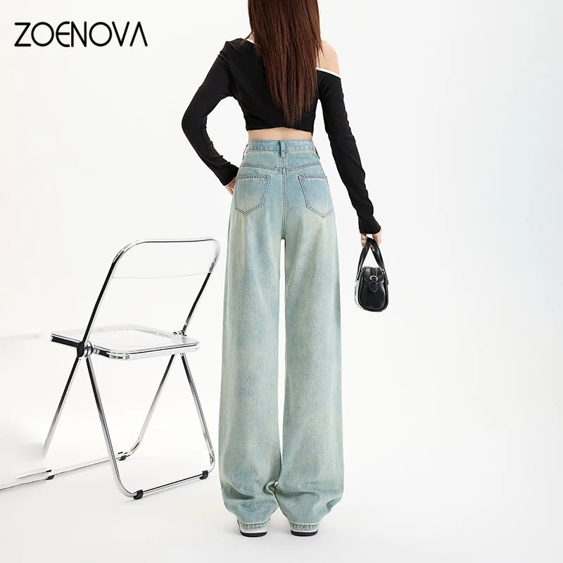 Vintage-Washed High-Waisted Jeans – Bold, Baggy & On-Trend | Jean Taille Haute Délavé – Ample, Audacieux et Tendance